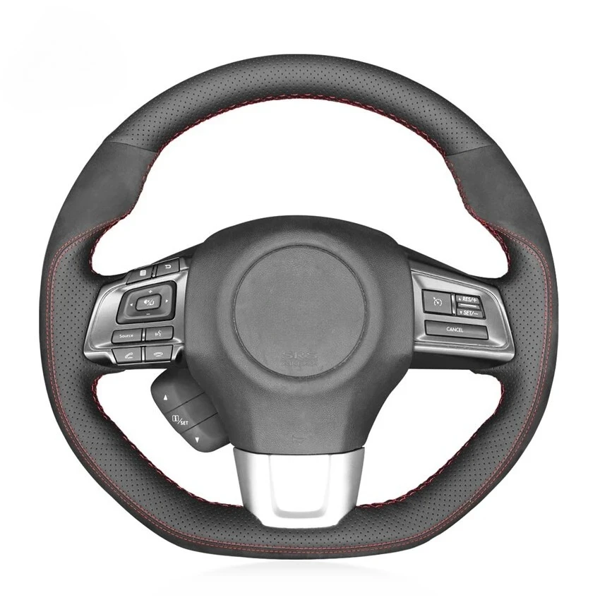 DIY Hand-Sewn Anti-Slip Suede PU Leather Steering Wheel Cover Wrap for Subaru WRX STI Levorg Auto Interior Accessories