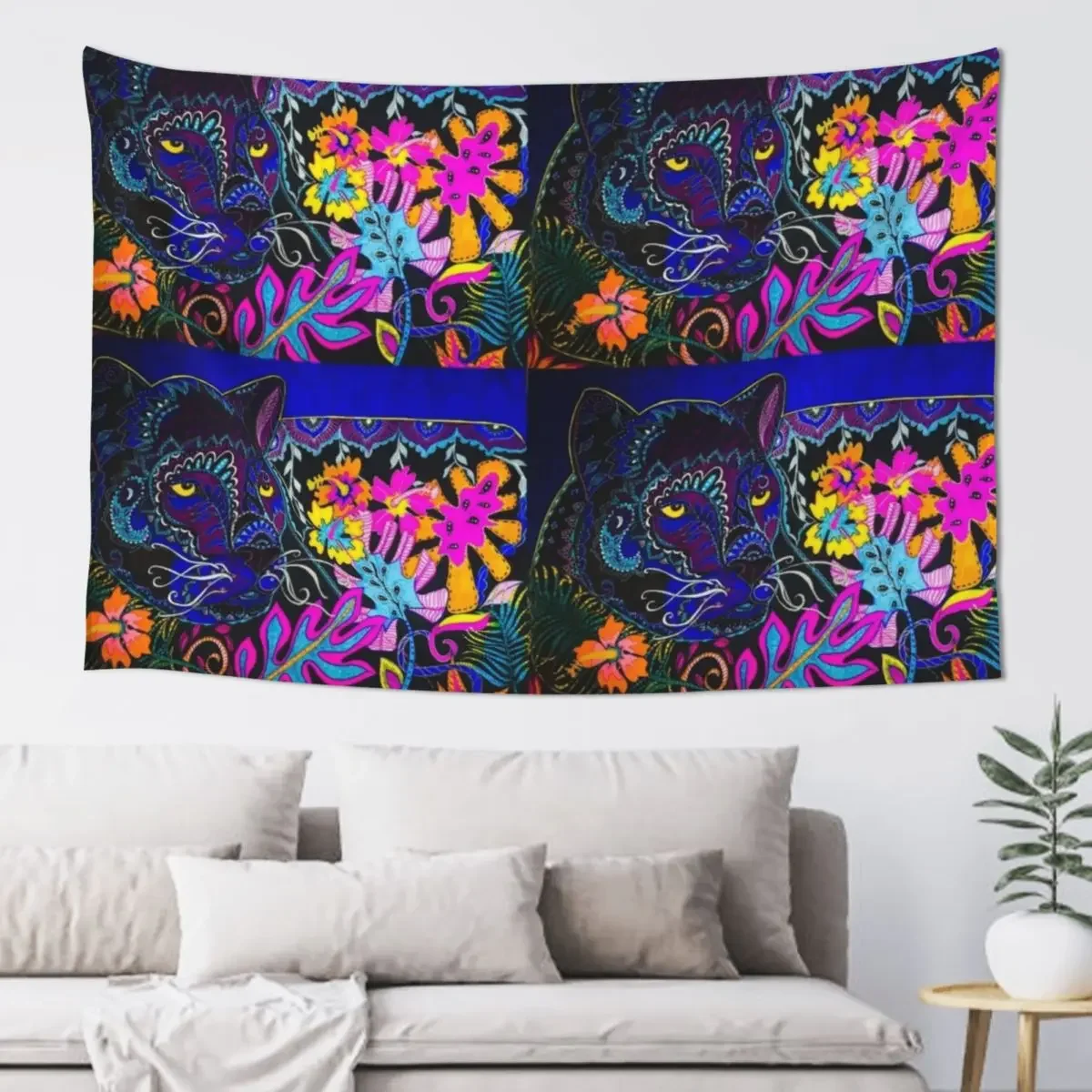 

Midnight Panther Tapestry Kawaii Room Decor Wall Carpet On The Wall Tapestry