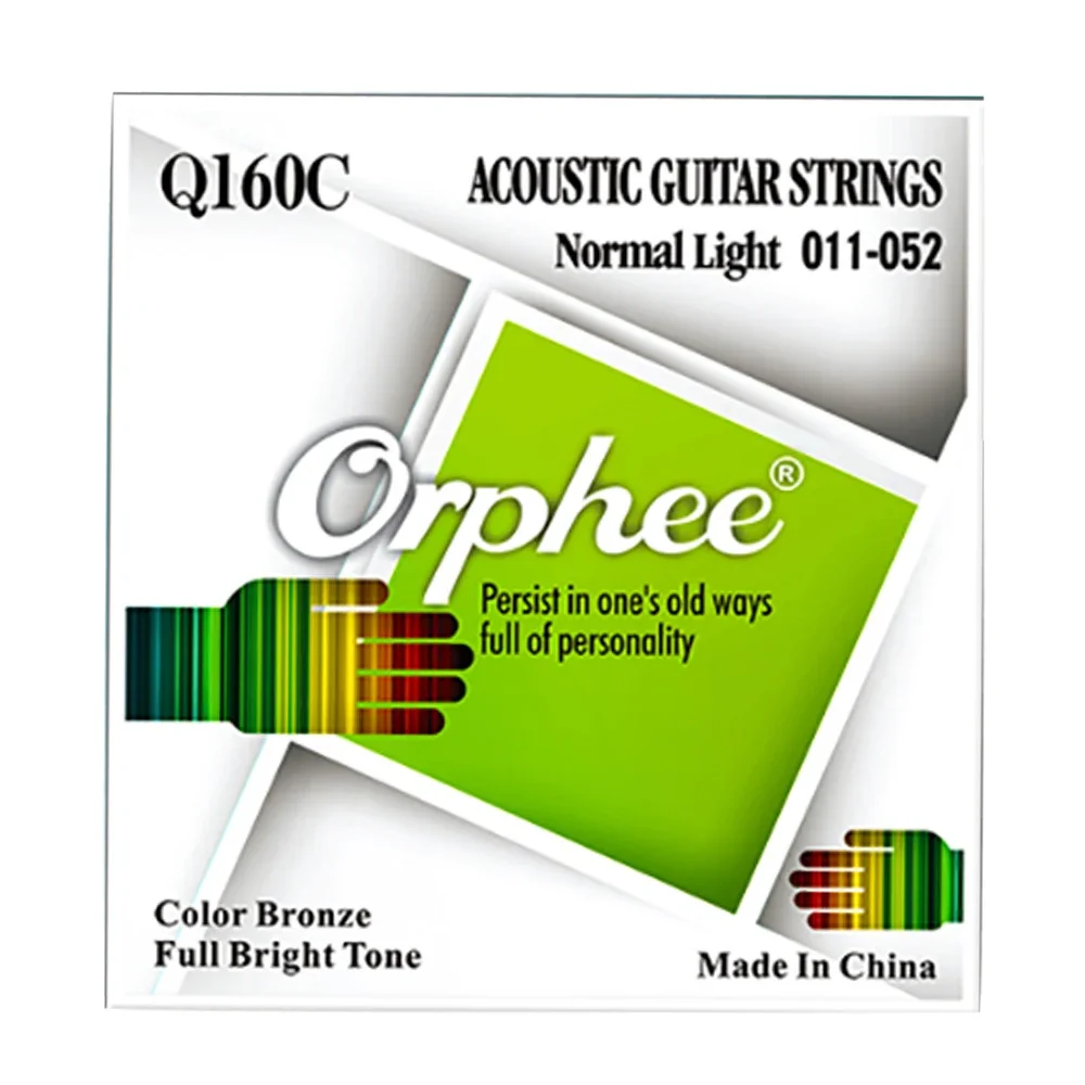 Orphee Q160C Seri Warna Senar Gitar Akustik Warna-warni Perunggu Luka Senar Akustik Set 1st-6th Cahaya Normal 011-052