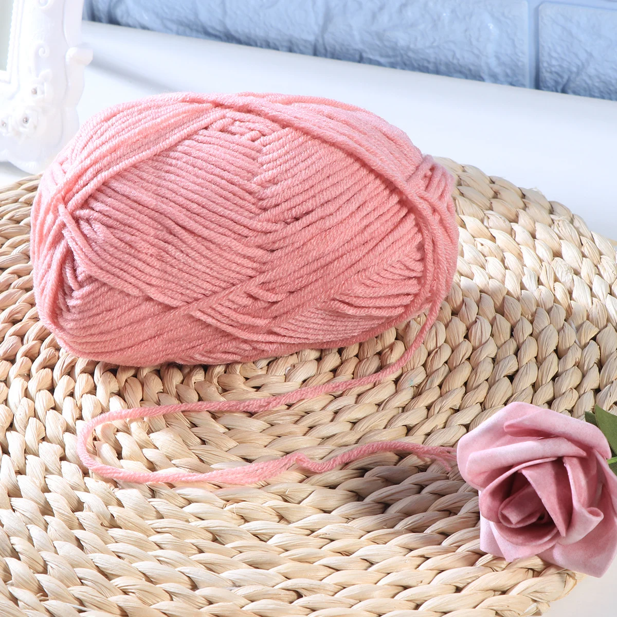 

50G Milk Cotton Yarn for Crochet Knitting Soft Comfortable Washable Yarn for Accessories Scarves Shawls Hats DIY Craft Projects