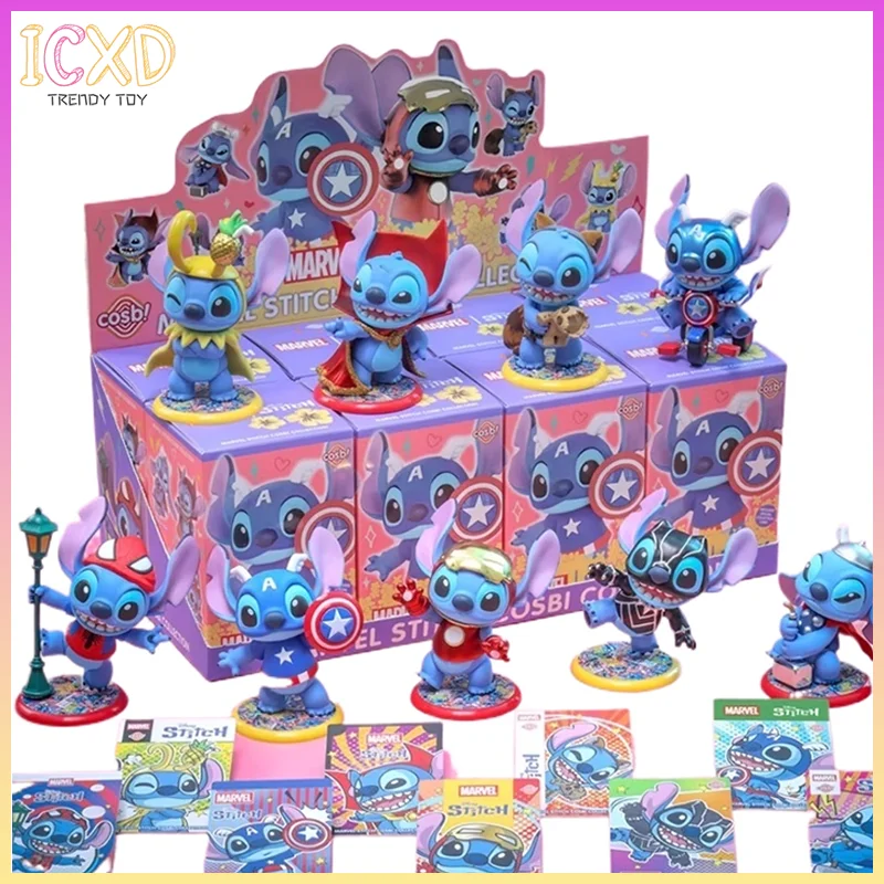

Presale Hottoys Cosbi Collection 2025 New Stitch As Avengers Ironman Thor Loki Blind Box Anime Figure Mystery Box Gift Doll