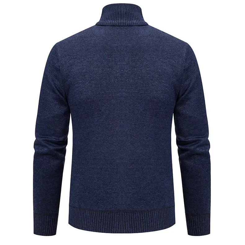 Chaqueta de punto gruesa para hombre, cárdigan de punto con cuello levantado cálido para otoño e invierno, suéter informal inteligente, abrigo tejido para hombre