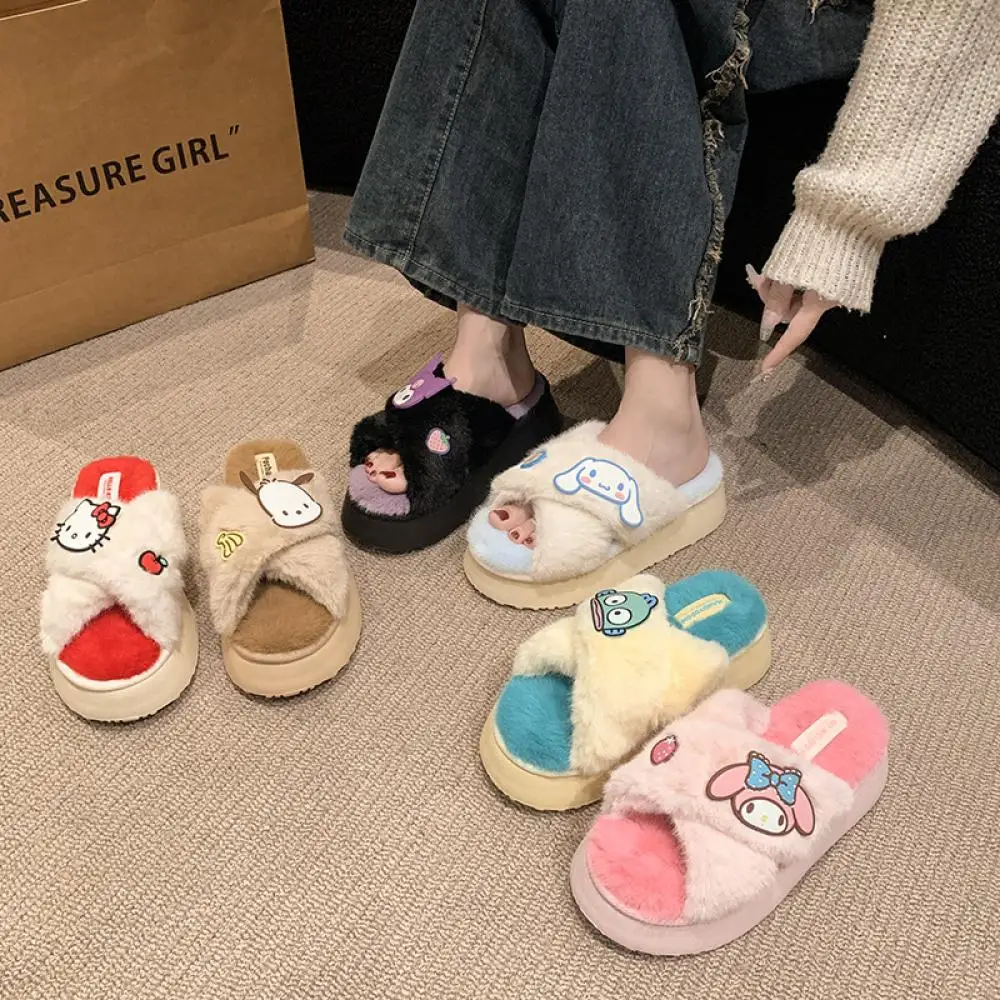 أنيمي مرحبا كيتي شتاء دافئ نعال قماش بلدي ميلودي كورومي سانريو Kawaii الكرتون لطيف رشاقته النعال المنزل مهرجان هدية #3