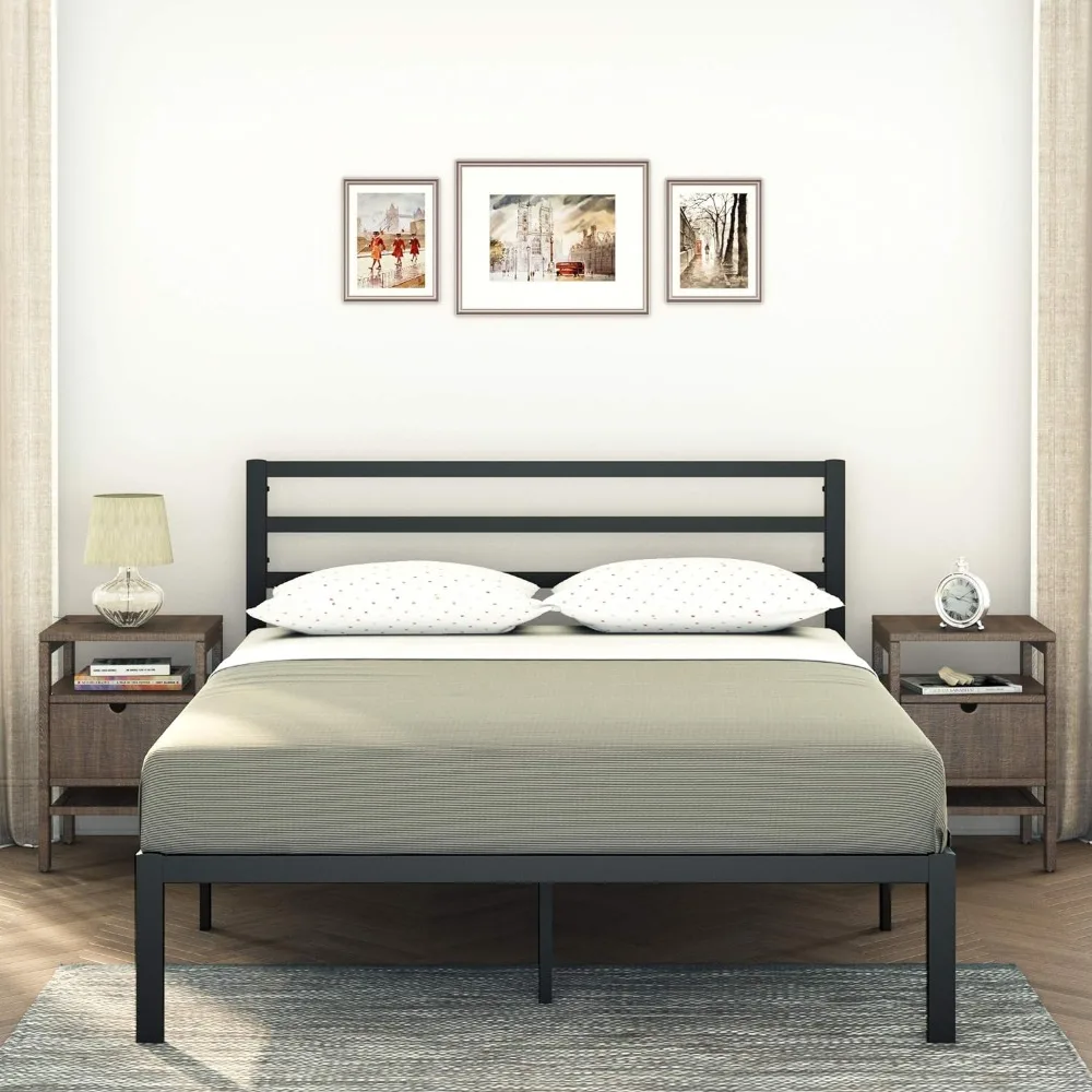 

CastleBeds Modern Queen Size Black Iron Bed Frame with Headboard Footboard Wrought Rod Art Heavy Duty Steel Metal