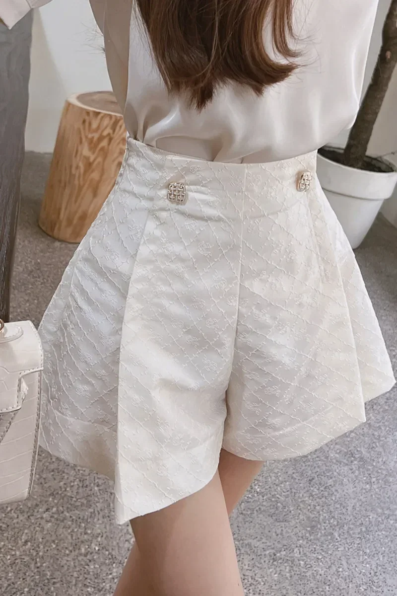 

Jacquard Short High Waist Skirt A-line Mini Pants Back to Shool Summer Vintage Women Bottom NEW DM1BSP008