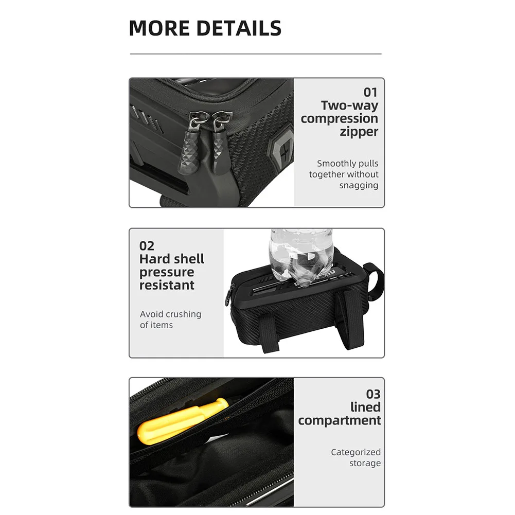 Bike/Bicycle Phone Front Frame Bag with TPU Touch-Screen and Sun-Visor Bike Frame Bag Waterproof for MTB Road Bikes