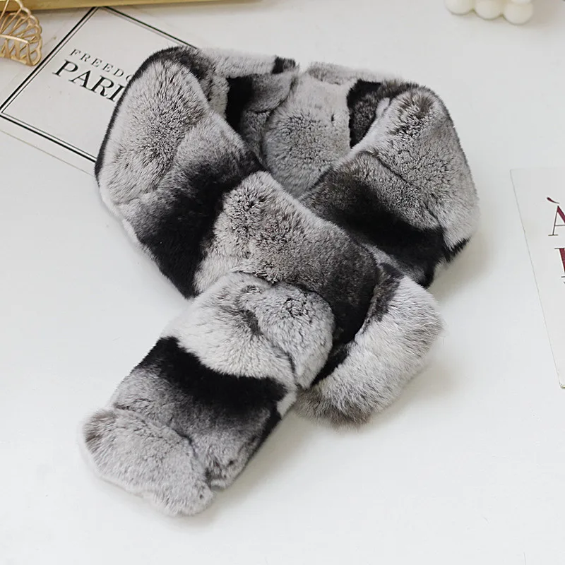 

Real Rex Rabbit Fur Scarf For Women Warm Natural Color Double-sided Scarf Natural Rex Rabbit Fur Scarf Winter Fashion Fur Scarf