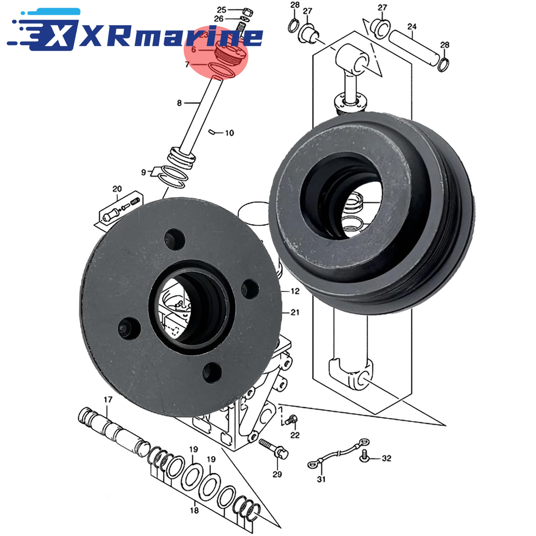 2 Pcs Trim Rod Cap Guide 48630-93J00 Compatible with Suzuki Marine 4 Stroke DF200 DF225 DF250 HP Outboard Engines Screw Cap
