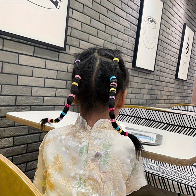 200pcs Of Cute Hair Ties For Kids & Girls - Colorful Elastic Polyester Hair Ties!