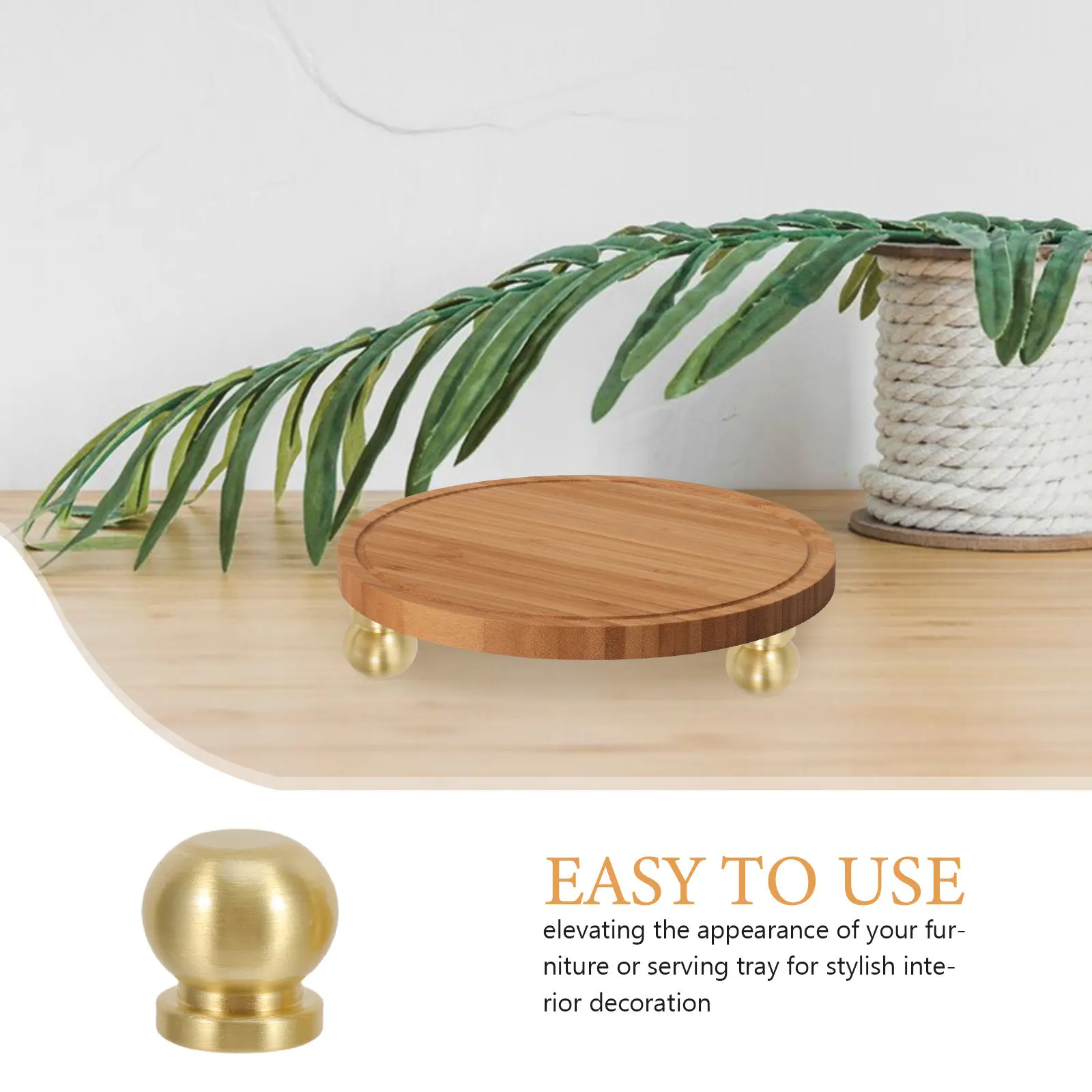 Brass Feet for Wooden Boxes 4 Pack Polished Decorative Tray Risers Serving Board Furniture Hardware
