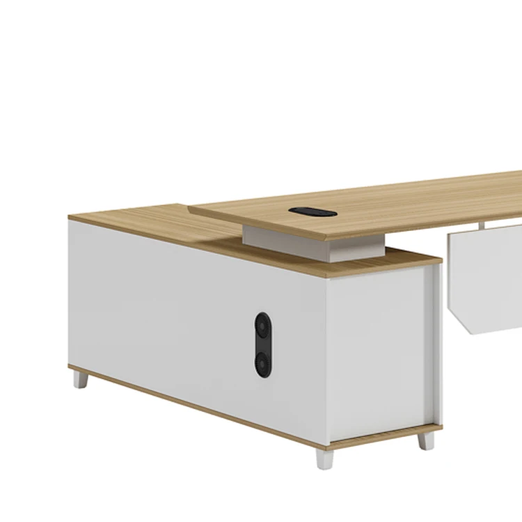 

Custom Ergonomic Office Furniture Panel L Shaped boss Office Table with Front Panel Office Furniture