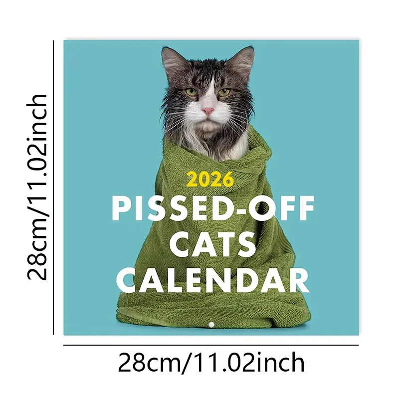 1 Stuks Pissed Off Katten Kalender 2026-12 - Grappige Kat Muur Kalender Creatieve Kalender 12 Maanden Kat Kalender met Lelijke Kat voor Notities