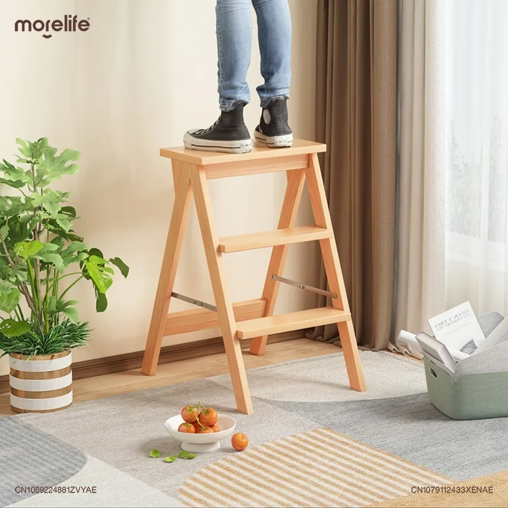 Modern Simple Solid Wood Folding Stool Household Step Portable Stools Creative Multi-functional High Bench Kitchen Furniture K01