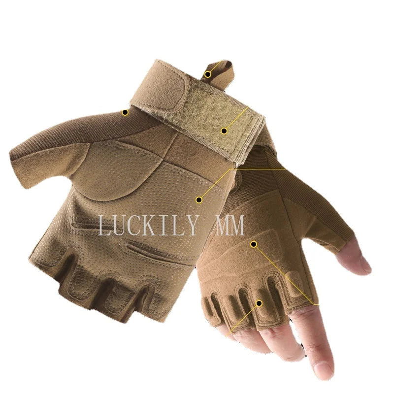 Guantes tácticos de medio dedo para hombre y mujer, guantes deportivos para exteriores, combate, tiro, caza, Fitness, sin dedos