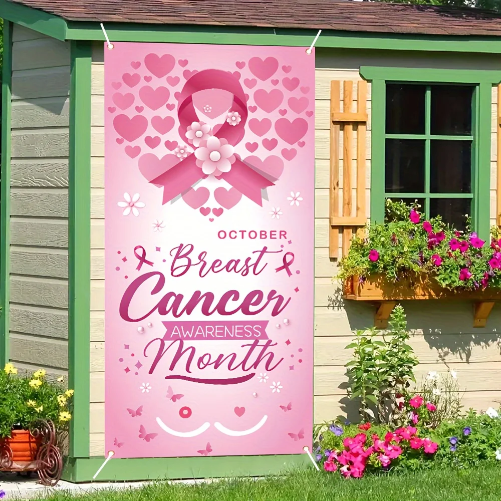 Panneau de porte suspendu Ruban Rose pour la sensibilisation au cancer du sein, événement caritatif, événement de soutien au cancer du sein, décorations pour la porte d'entrée