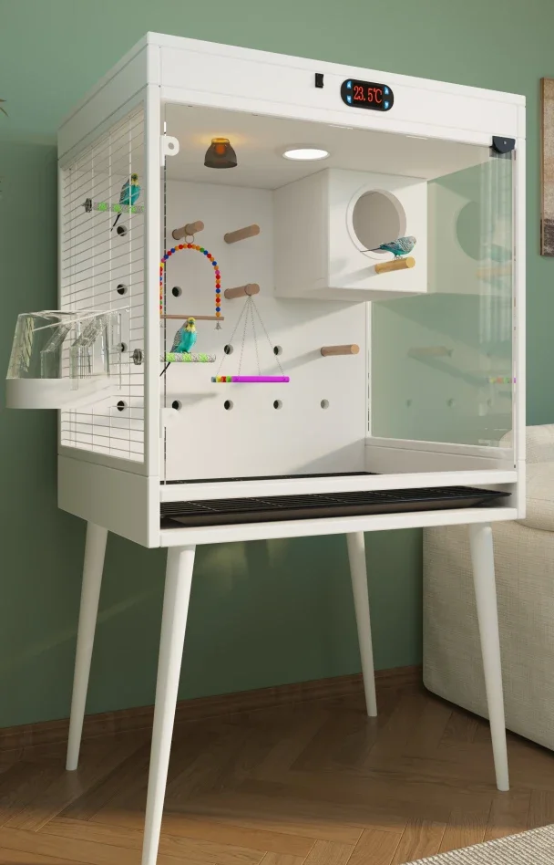 Constant temperature bird cage, parrot cage, solid wood bird villa incubator, special breeding cage for peony Xuanfeng