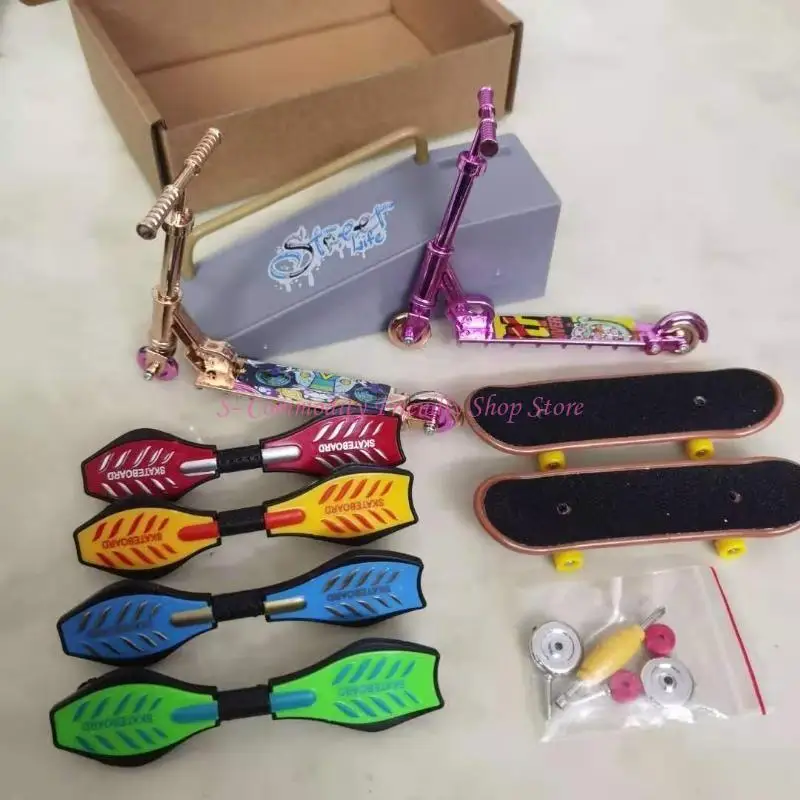 85AE Tabletop Finger Scooter Toy DIY Skateboard Kits Easy Assembly Finger Bike Boarding Finger Ride Gadget Kids Party Favor