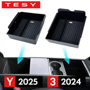 Pour Tesla Nouveau Model Y 2025 Lancement Juniper Model 3 Highland 2024 Boîte de rangement pour console centrale Boîte d’accoudoirs Coussinet en silicone Upper & Lower 10 meilleures ventes Nvidia Tesla - No 2