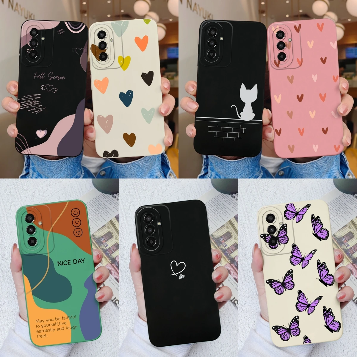 For Samsung Galaxy F13 F23 Phone Case Butterfly Soft Liquid Silicone Camera Protection Back Cover For Samsung F 13 23 Funda Capa