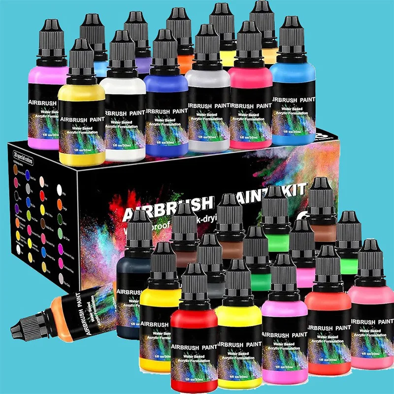Spray Gun Paint Set 28/12 Colors 30ML Multifunctional Water-based Acrylic Model Paint DIY Fabric Spray Painting Acrylic Paints