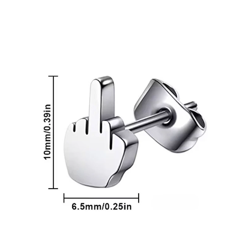 2 Buah Anting Kancing Telinga Jari Tengah Punk Antik untuk Pria Wanita Anting Wanita Bentuk Jari Kreatif Keren Fashion Uniseks