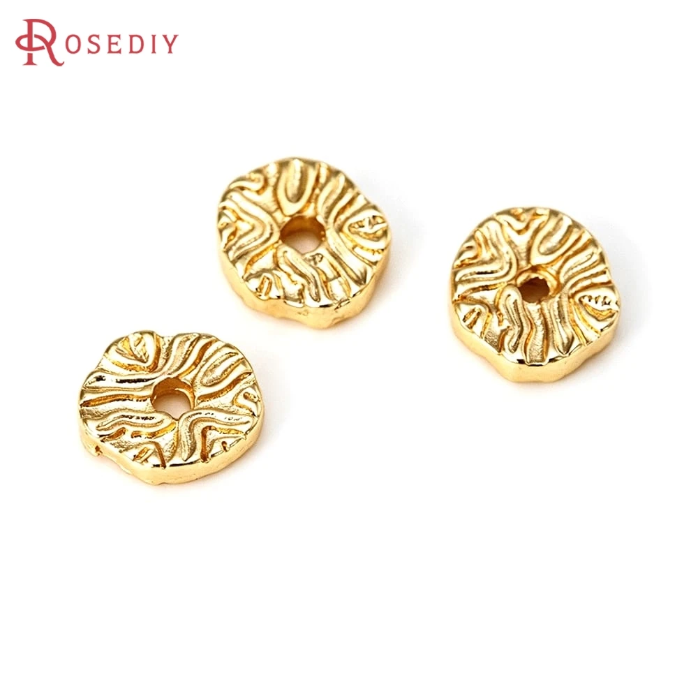 18K Gold Color Brass Round Wave Irregular Bracelet Beads Spacer Beads High Quality Diy Jewelry Accessories Making Materials