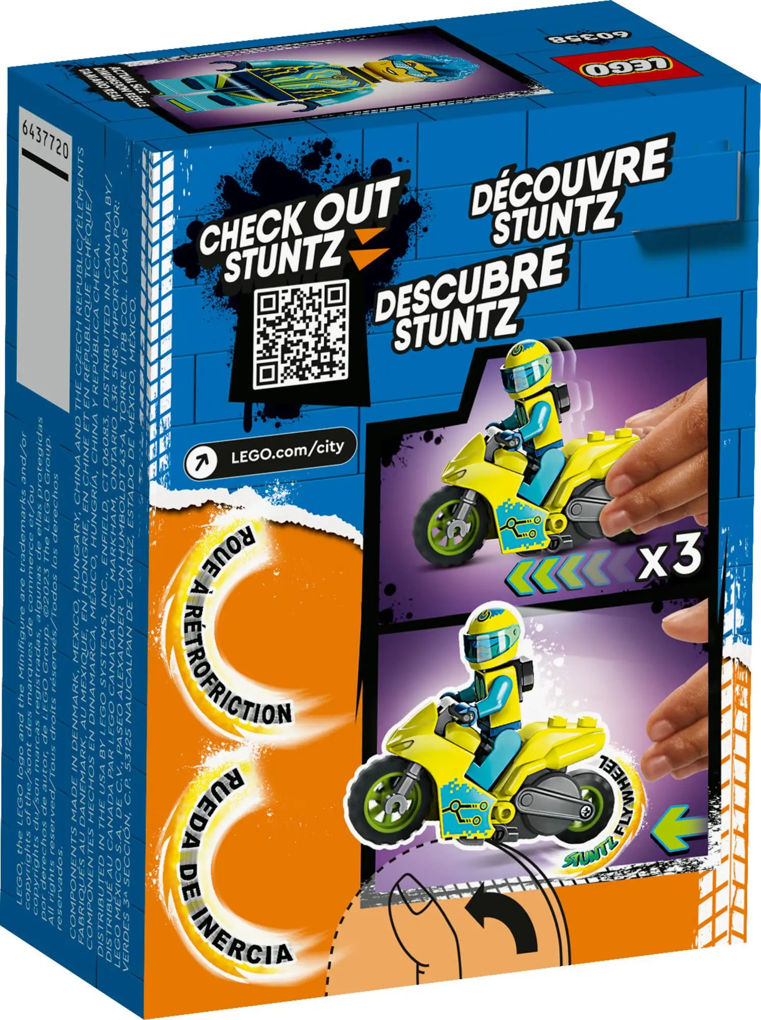 LEGO City Stuntz Cyber Stunt Bike 60358 Flywheel-Powered Motorbike Toy to Perform Jumps and Tricks Action Toys for Boys Girls