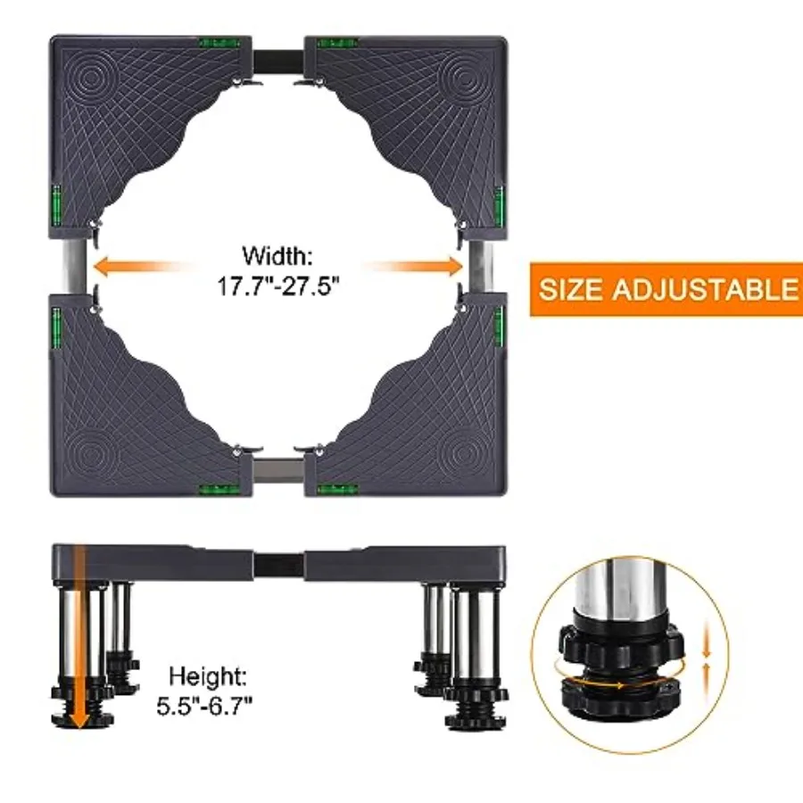 PATIKIL Mini Fridge Stand 4 Strong Feet Laundry Stand Base Multi-Functional Adjustable Base Tray Anti-Vibration for Refrigerato