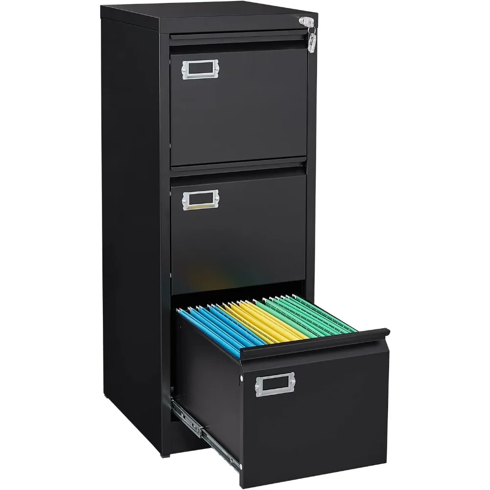 

Шкаф для документов с 3 ящиками, металлический вертикальный шкаф для хранения файлов с замком для домашнего офиса, черный, ширина 15 дюймов x 17,7 дюйма x 38,6 дюйма В