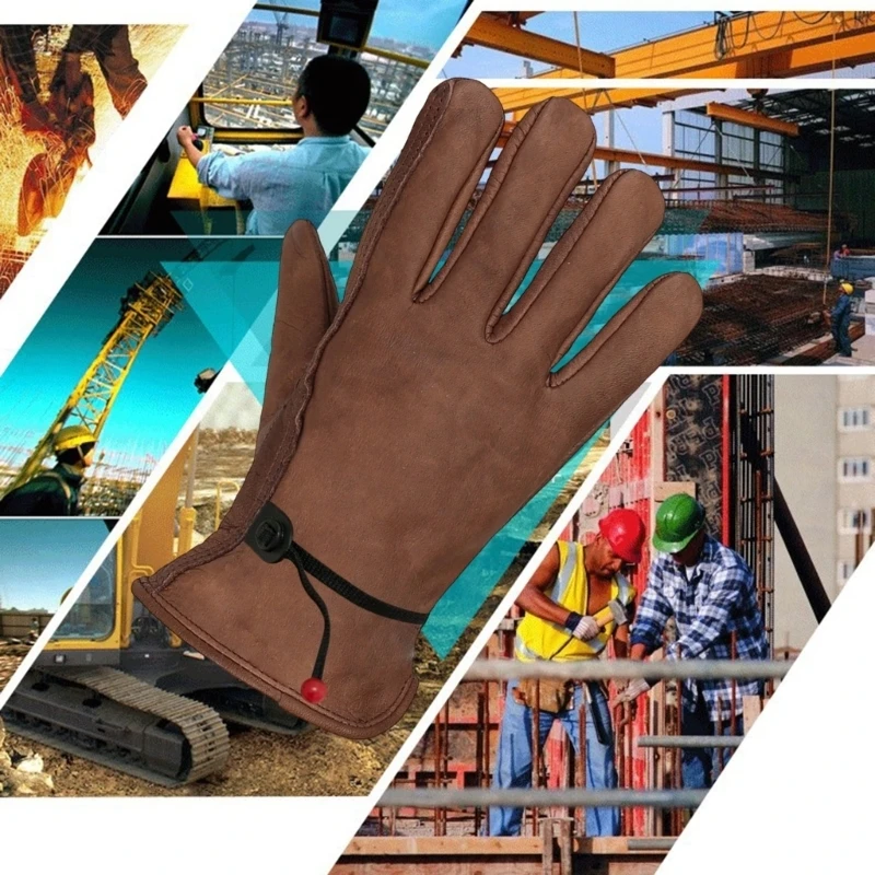 Leather Work Gloves with Reinforced Hand-Contact Panel and Full Coverage for Material Handling and Construction Tasks 896C