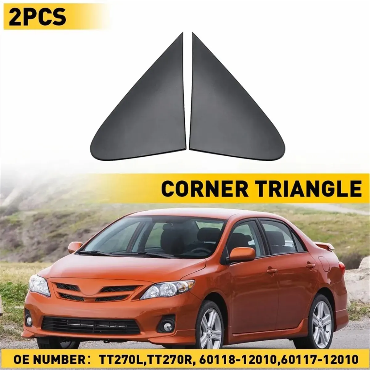 11-Reversing Mirror Triangle Plate Trim Cover 60117-02060 60118-02060 for Toyota Corolla 2007-2013 Rearview Mirror Fender