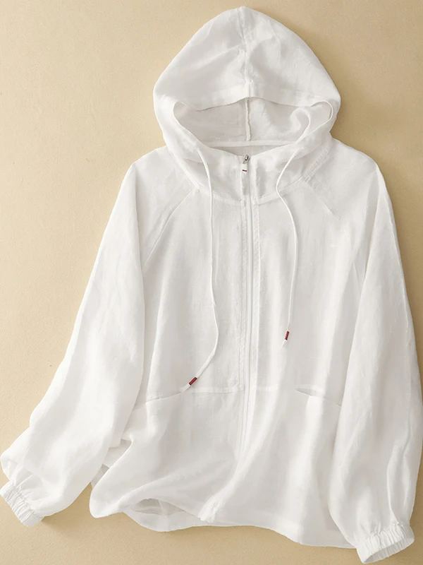 

Women's Casual Long Sve Windbreaker Coat Spring Autumn New Sle Hooded UV Protection Versatile Air Conditioner Sweater