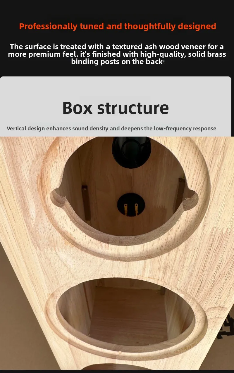 3-Wege 5-Zoll-Lautsprechergehäuse aus Massivholz mit Doppelbass und 4-Zoll-Hochtöner, individuelles Design ohne Lackierung – Detail 8