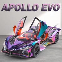 1:24 Apollo EVO IE Supercar Model Toys Alloy Diecast Miniature Sports Cars Sound Light Doors Opened Pull Back for Children Gifts