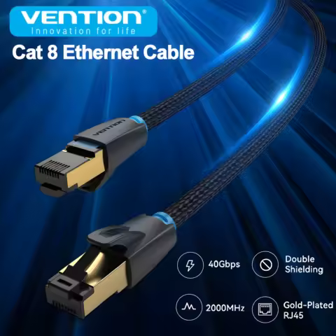 Vention 새로운 Cat8 이더넷 케이블 40Gbps 게임용 고속 2000MHz 이중 쉴드 네트워킹 코튼 와이어 (PC 모뎀 라우터 노트북 용)