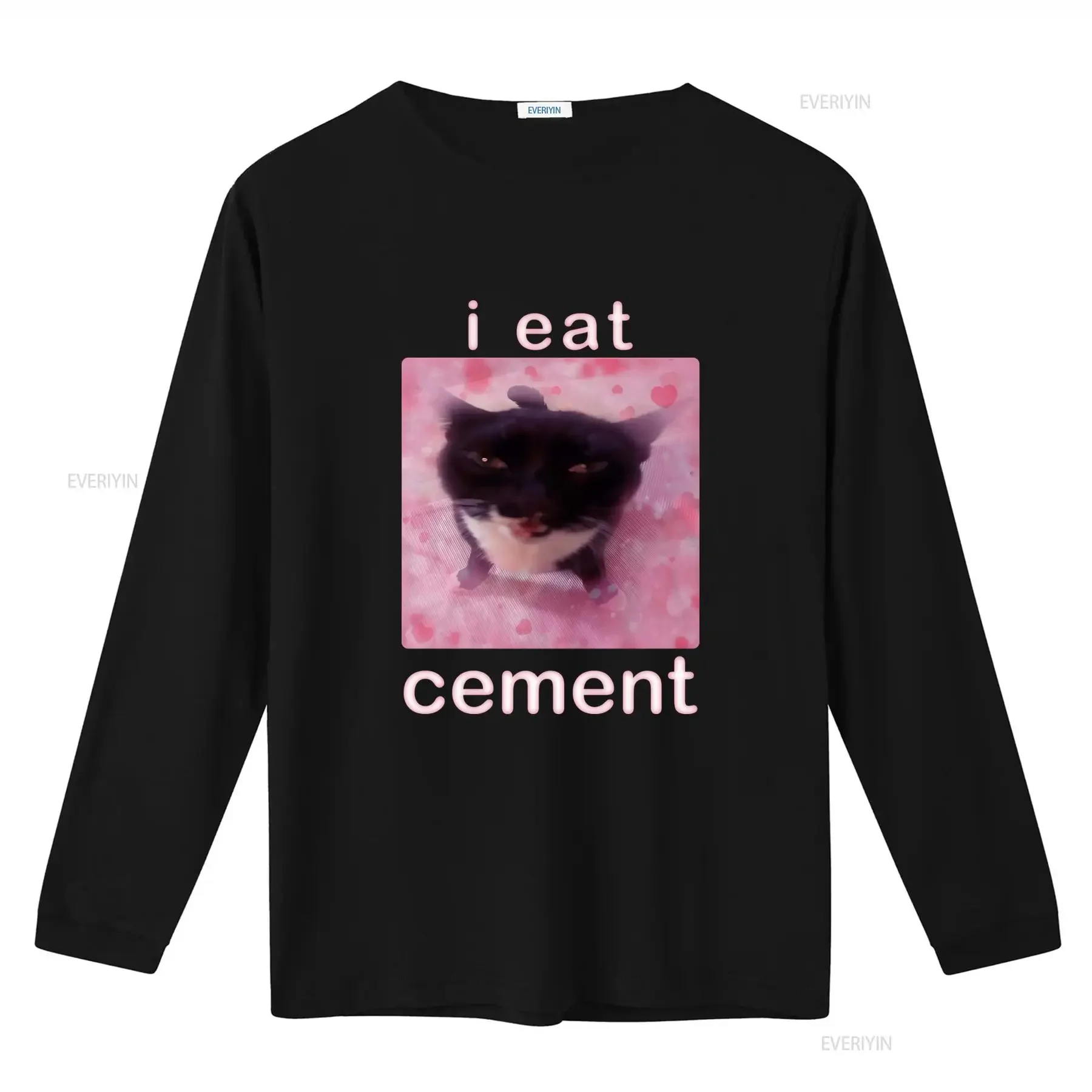 I Eat Cement Cursed Cat Funny Oddly Specific Dank Meme T Shirt Unique Print for Lovers and Enthusiasts vintage Washed