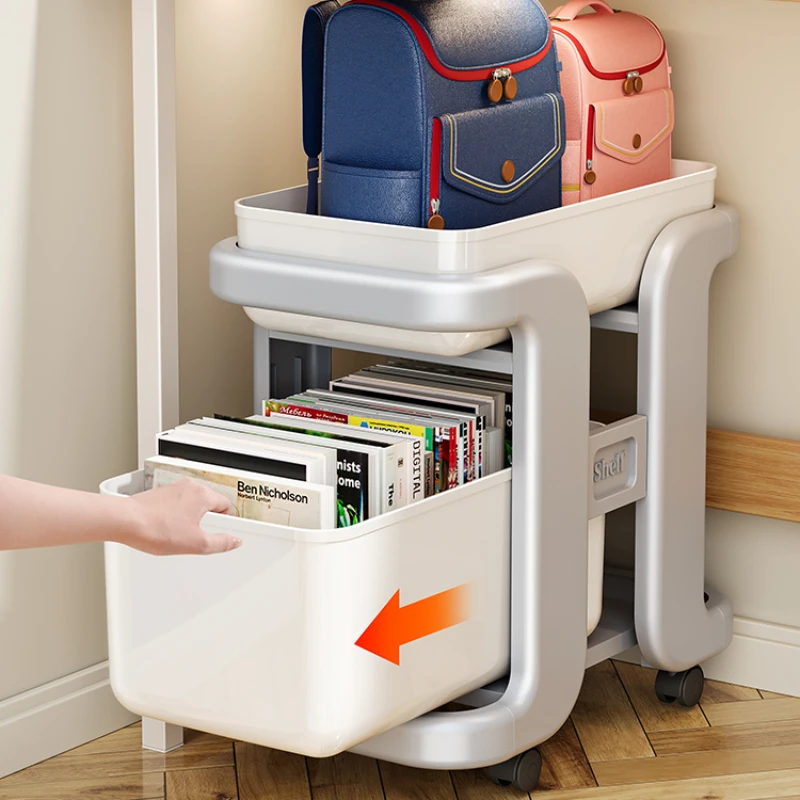 Schoolbag Storage Rack Movable Bookshelf Book Book Book Desk Storage Rack Household Schoolbag Storage Cabinet under Table