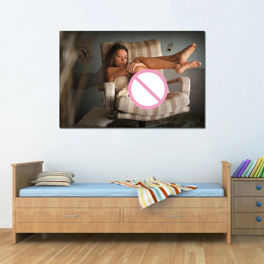 Beautiful Brunette Woman Painting Wall Art Posters Canvas Prints for Home Living Room Bedroom Decor Items Illustration