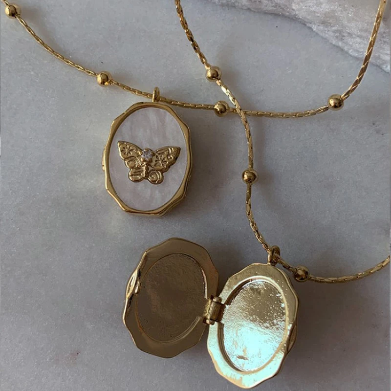 Copper Retro Openable Photo Frame Album Pendant Necklace DIY Hold Photo Locket Necklace For Women Vintage Aesthetic Jewelry Gift