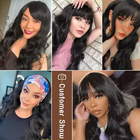 SuQ Peluca sintética larga y recta natural con parte media para mujer, peluca de documentos negra natural, grado de calor, realista, 03/peluca de fiesta