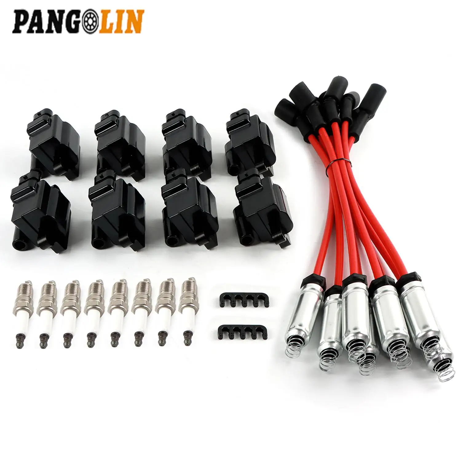 8pcs Ignition Coils +8pcs Iridium Spark Plugs+8pcs Spark Plug Wires For Chevy GMC 4.8L 5.3L 6.0L 8.1L UF271 Car Replacement Part