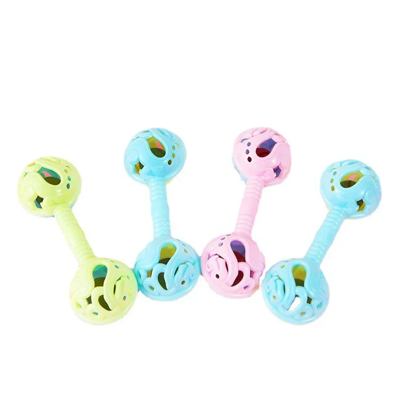 Hochet à main à double tête pour bébé, jouets de fête pour enfants, petit jouet, douche de bébé, main tenant la cloche, cadeau, 3 pièces