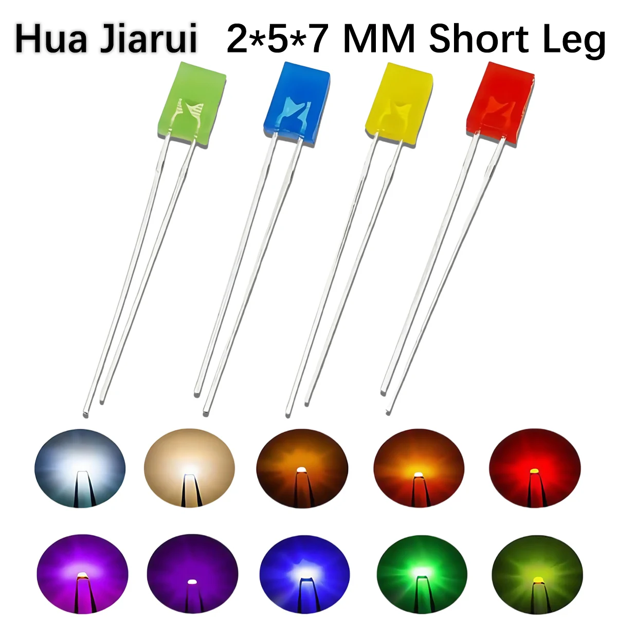 

2x5x7mm Square Red Hair Red, Blue Hair Blue, Green Hair Green, Purple Hair Purple, Yellow Hair Yellow Short Leg LED