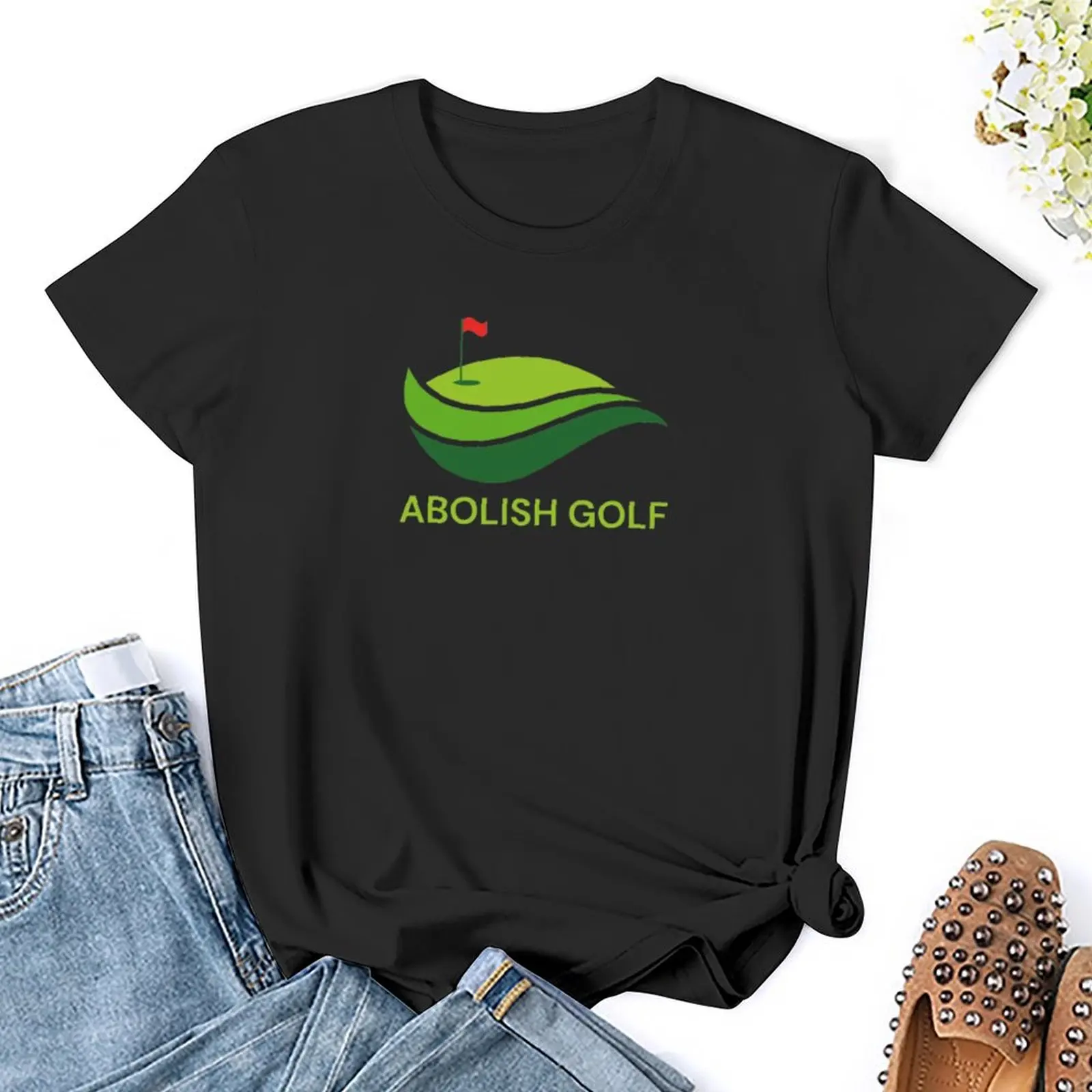 Camisetas gráficas para abolir o golfe feminino, roupas vintage, camisetas femininas, gráfico