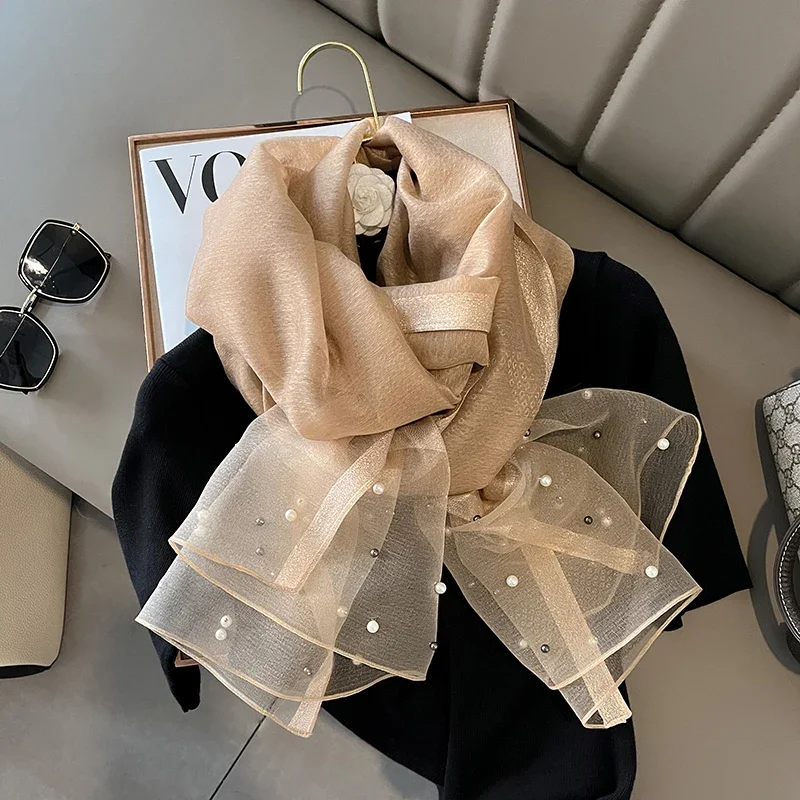 New Luxury Brand Women Fashion Scarf Plain Solid Silk Linen Shawls Scarves Summer Lady Bandanas Foulard Hijab