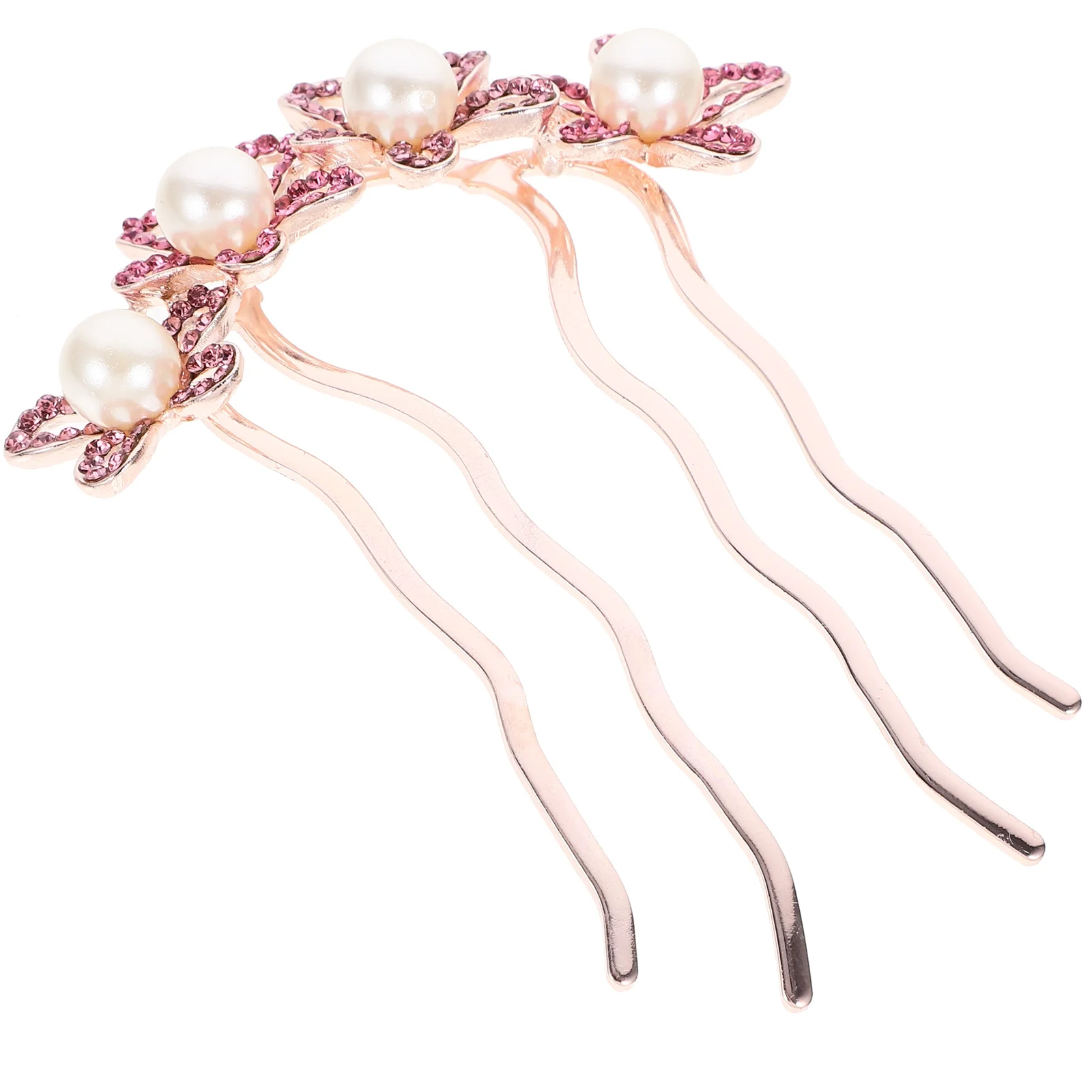 

Pearl Flower Rhinestone Hair Comb Wedding Bridal Accessories Not Easy to Rust Fall Off Durable Decorative Chic Combs