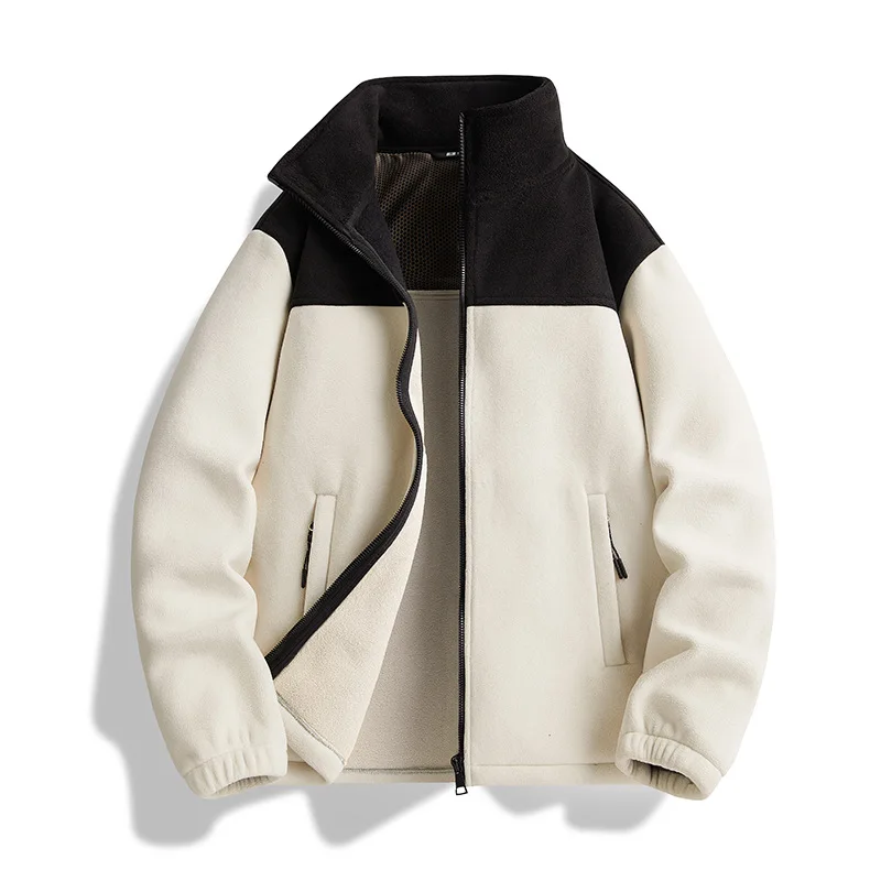 

Autumn Winter Outdoor Graphene Fleece Jackets StandCollar Fashion Windbreaker Outwear Male Patchwork Loose Casual Warm Jacket
