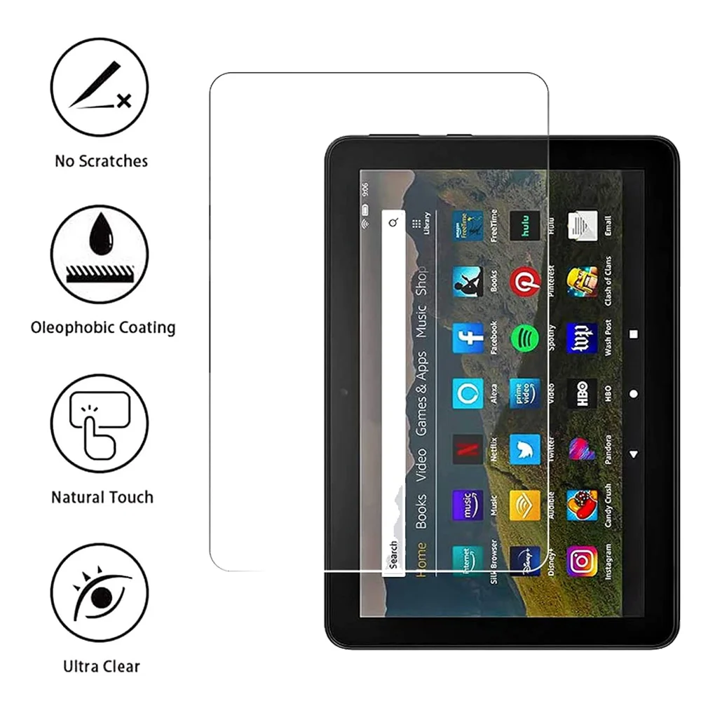 1Pcs Tablet Full Cover Tempered Glass for Fire 7th 9th 12th Gen 10 HD 8 Plus/10th HD 10 Plus Protective Screen Protector Film