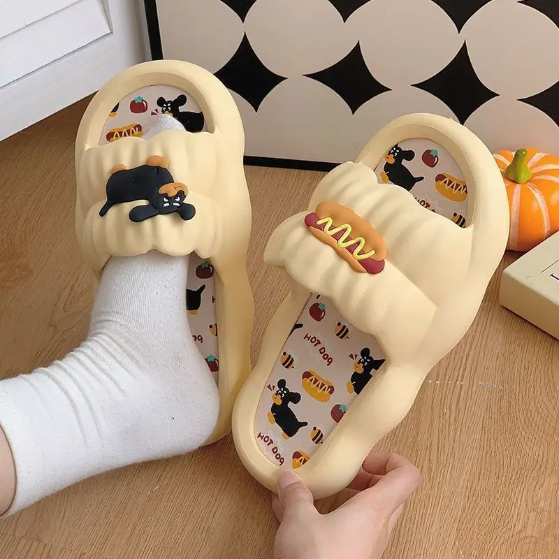 

Heat Sensitive Slip-On Slippers Women's Anti-Slip Mesh Bottom PVC Material Home Comfortable Cool Feeling Couples Slippers