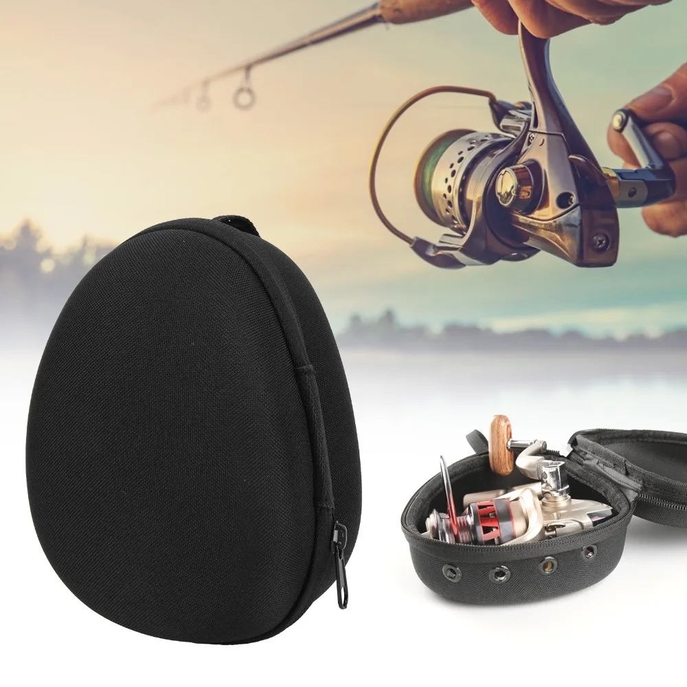 Drop Shaped Fishing Reel Case with Zipper with Hand Strap Fishing Wheel Bag Hard Shell EVA Lightweight